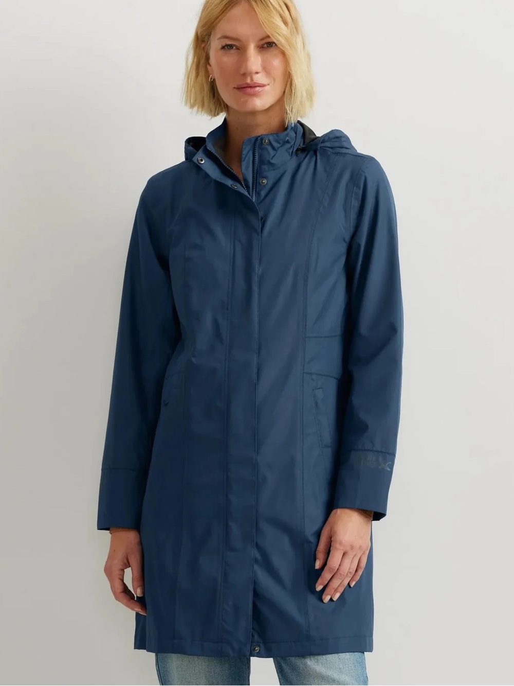 Eddie Bauer Girl On The Go Waterproof Windproof Trench Coat Zip Blue Pockets L
